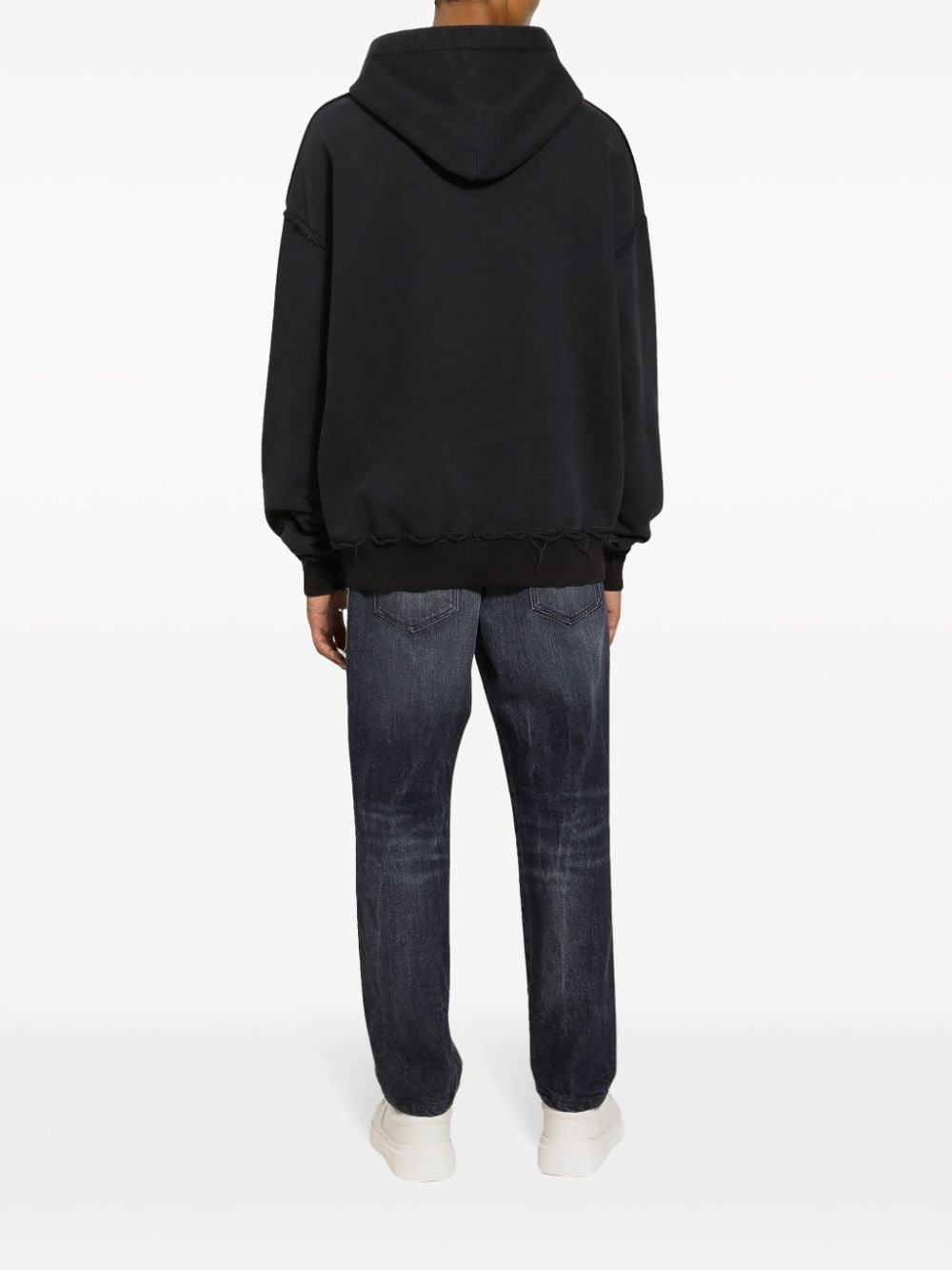 DOLCE & GABBANA Men's Cotton Hoodie with Visible Stitches