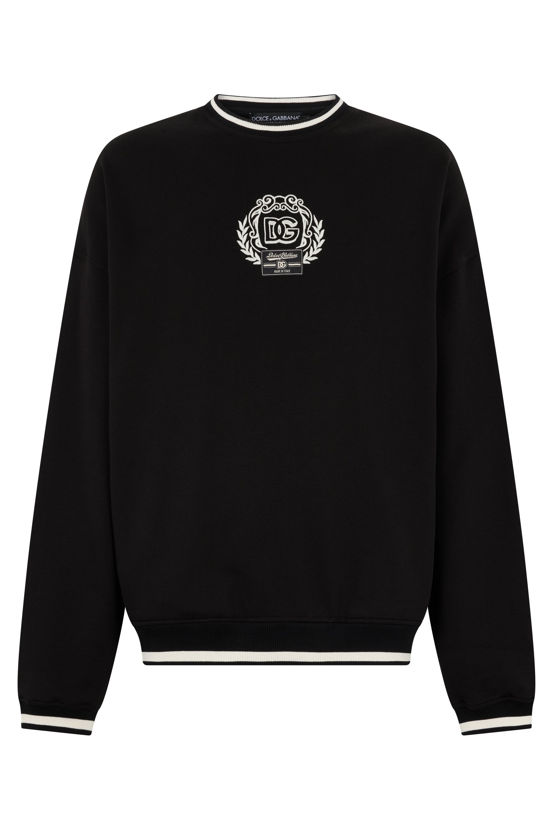 DOLCE & GABBANA Ribbed-Knit Sweater with Logo Detailing