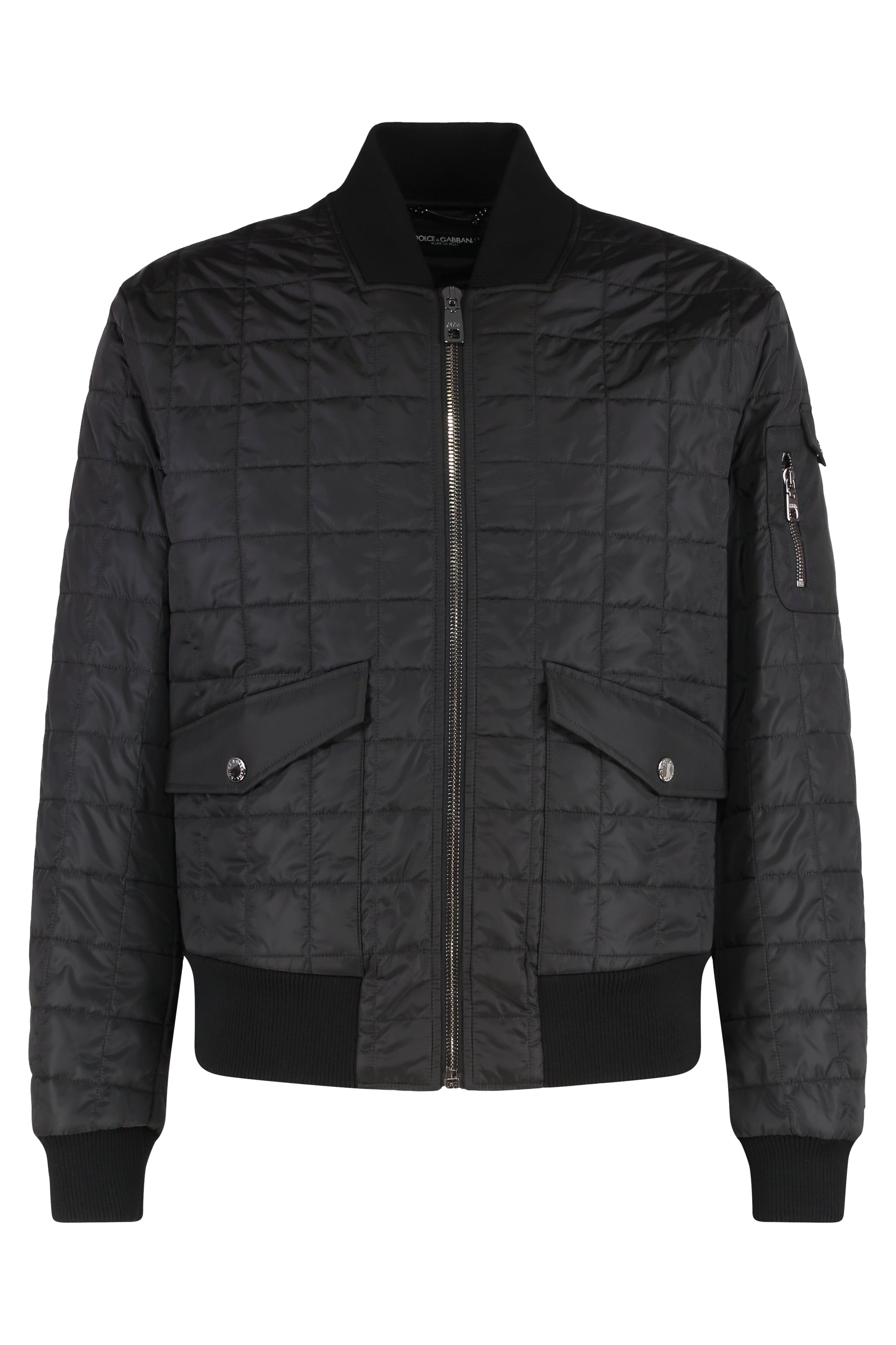 DOLCE & GABBANA Men's Padded Bomber Jacket with Zipped and Flap Pockets