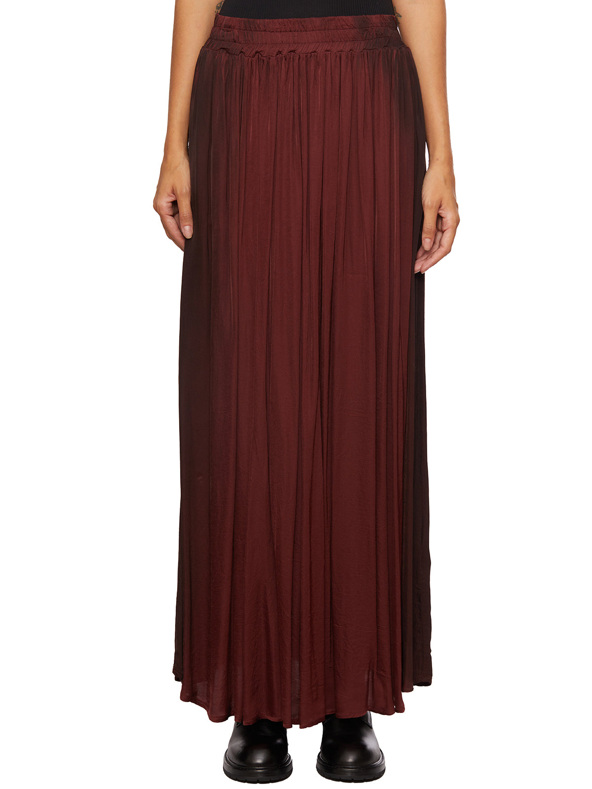 SANCTAMUERTE Elegant Satin Long Skirt - Size S