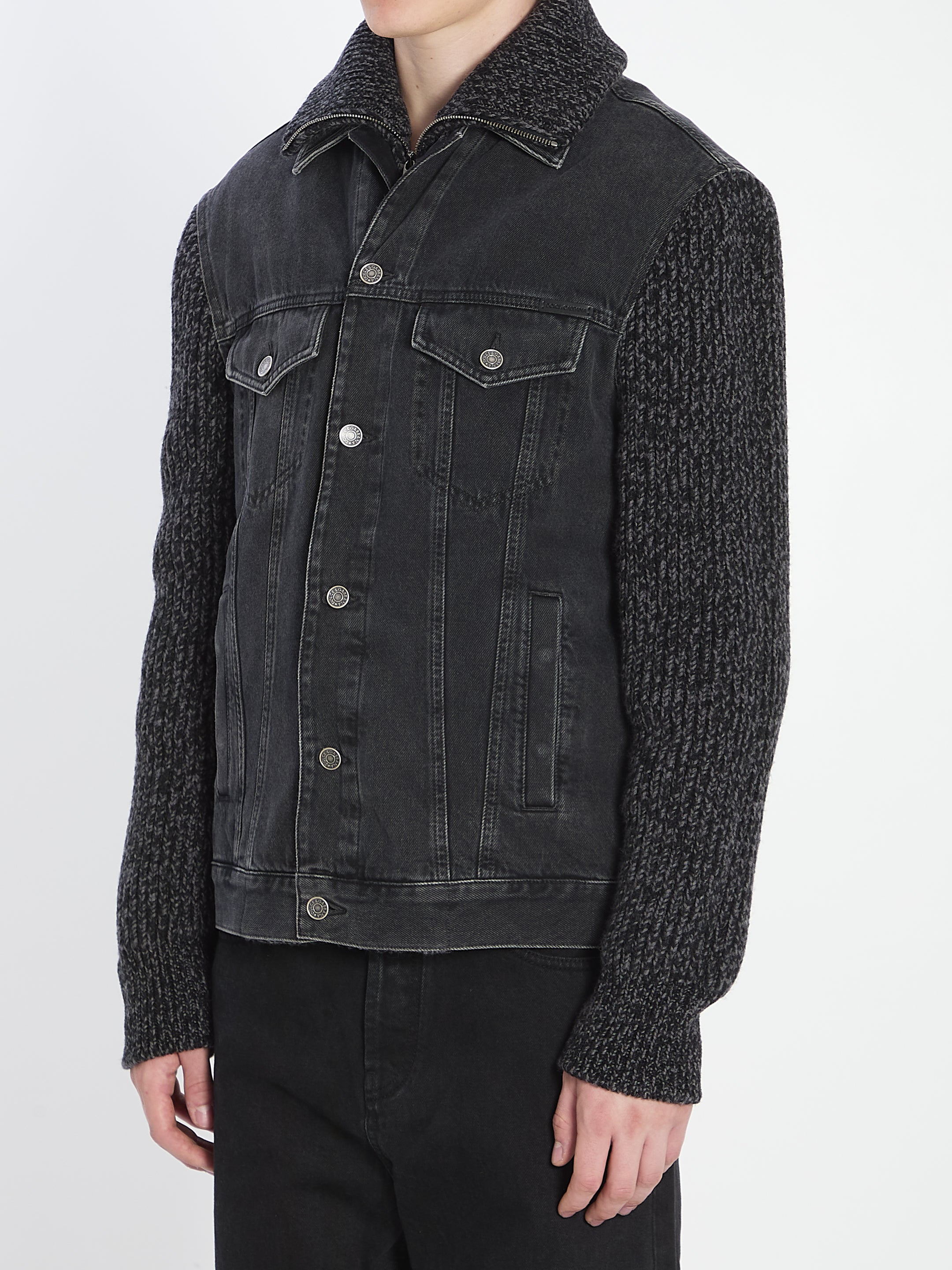 DOLCE & GABBANA Men's Regular Fit Padded Denim Jacket - Size 48 IT