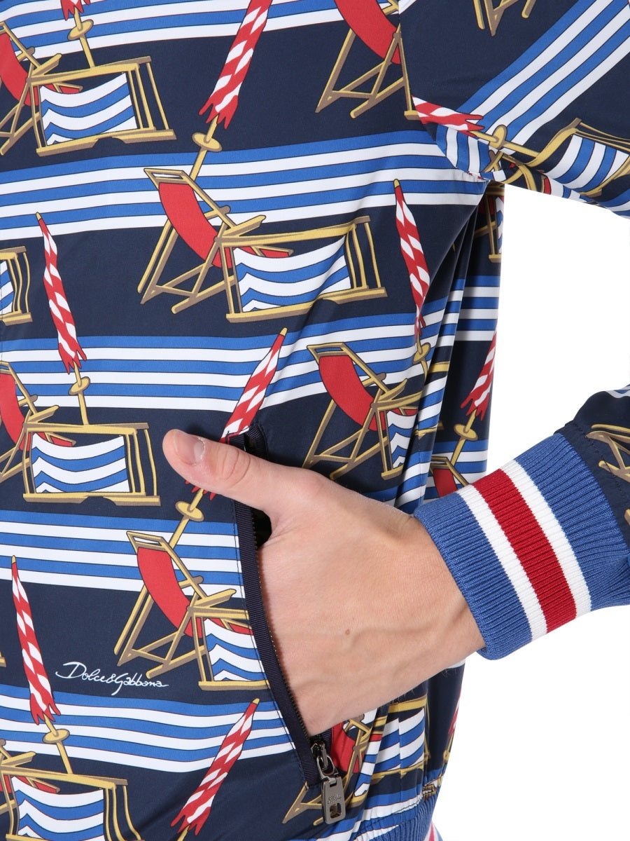 DOLCE & GABBANA Men's Nylon Bomber Jacket with Zip Closures