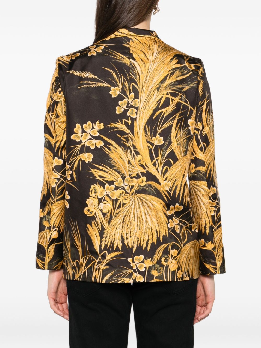 F.R.S FOR RESTLESS SLEEPERS Floral Printed Silk Shirt with Mandarin Collar
