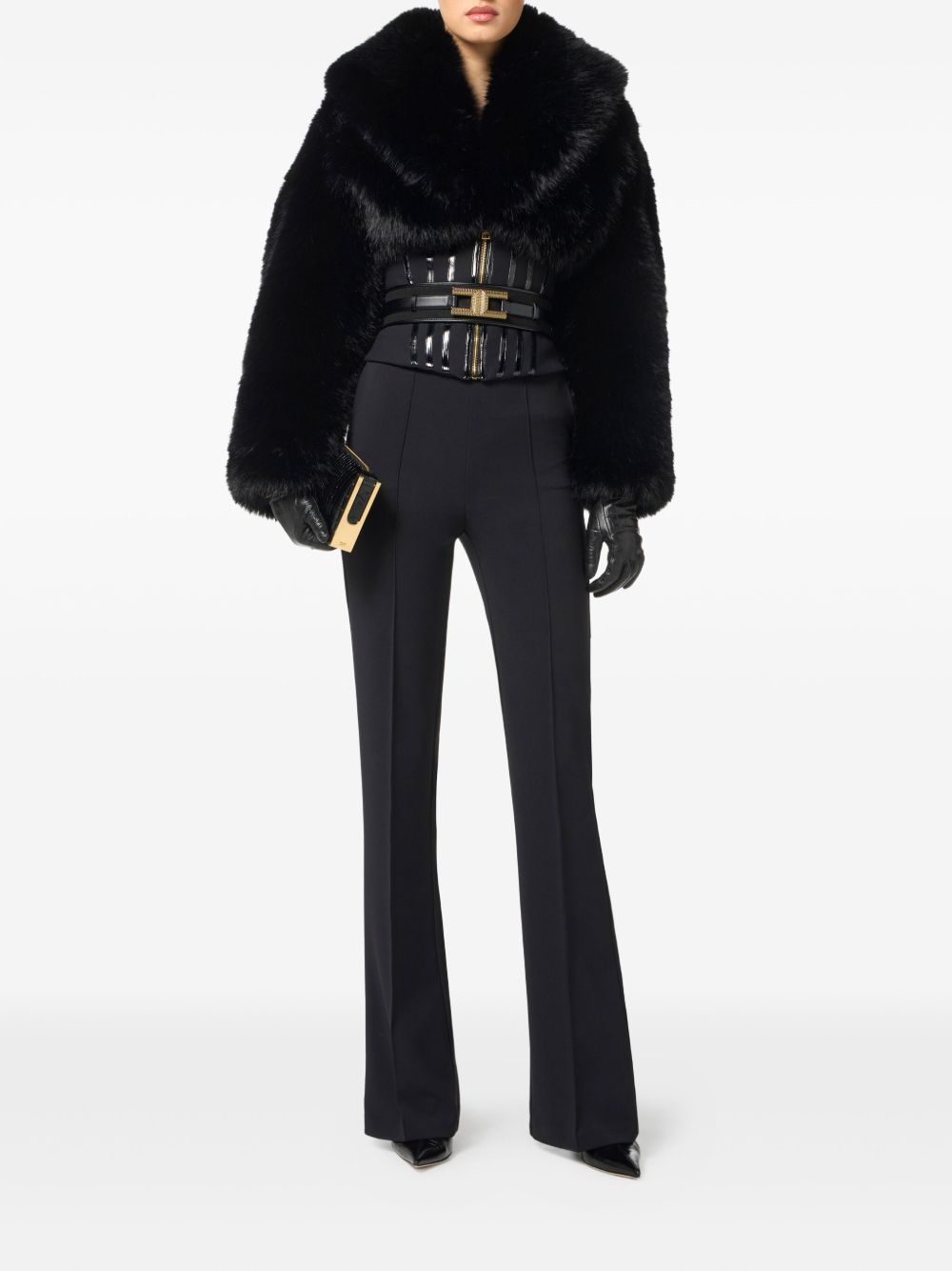 ELISABETTA FRANCHI Faux Fur Corset Jacket