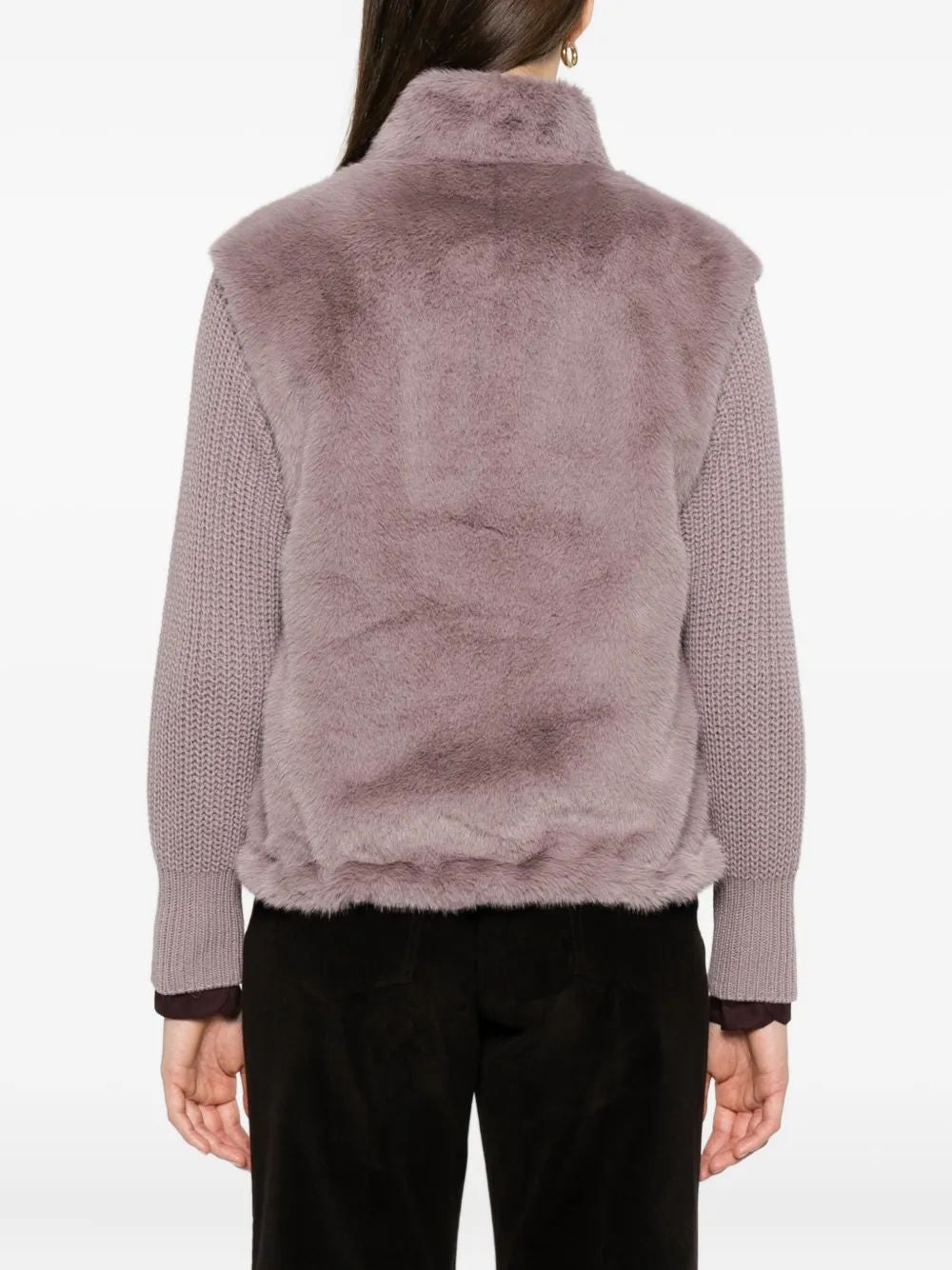 HERNO Faux Fur Jacket with Knit Sleeves - Regular Fit