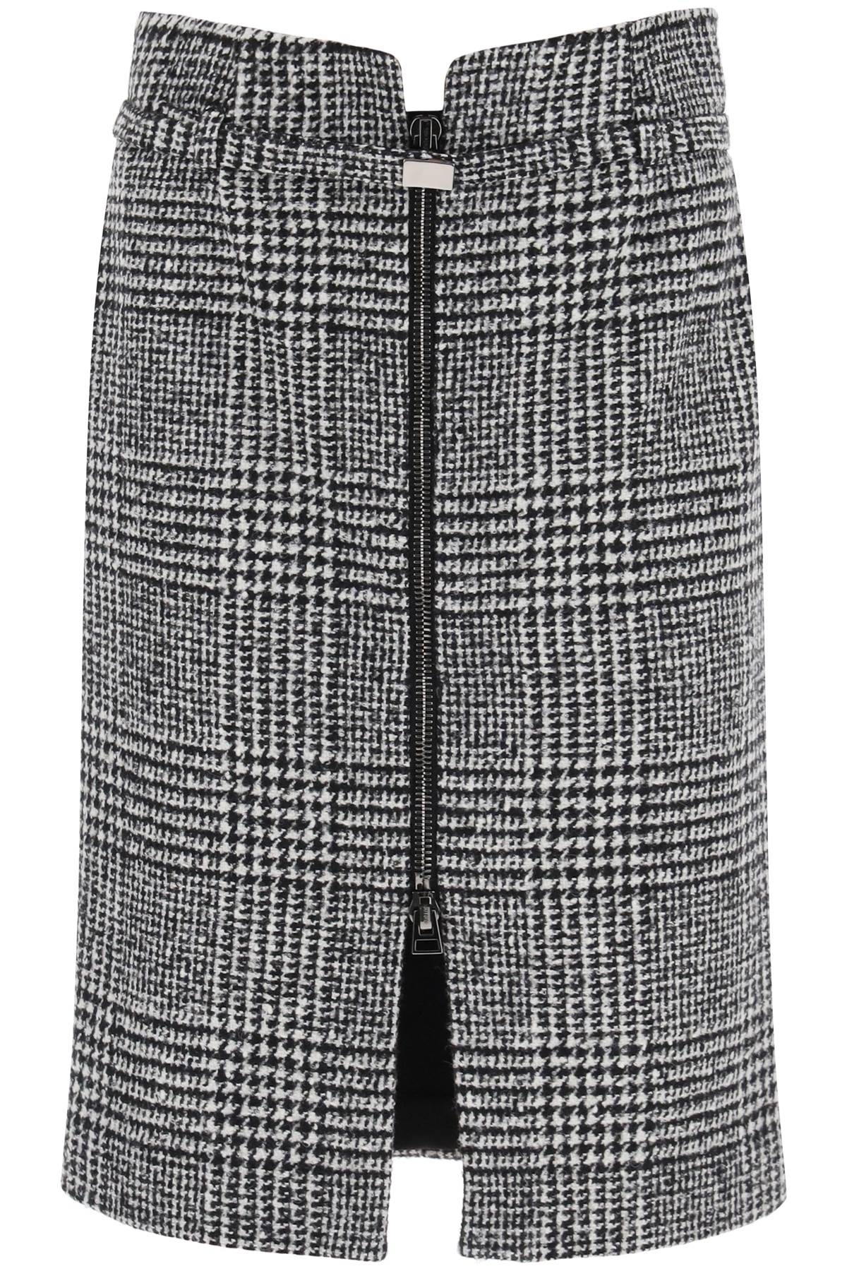 TOM FORD Classic Houndstooth Wool Skirt with Coordinated Waist Belt