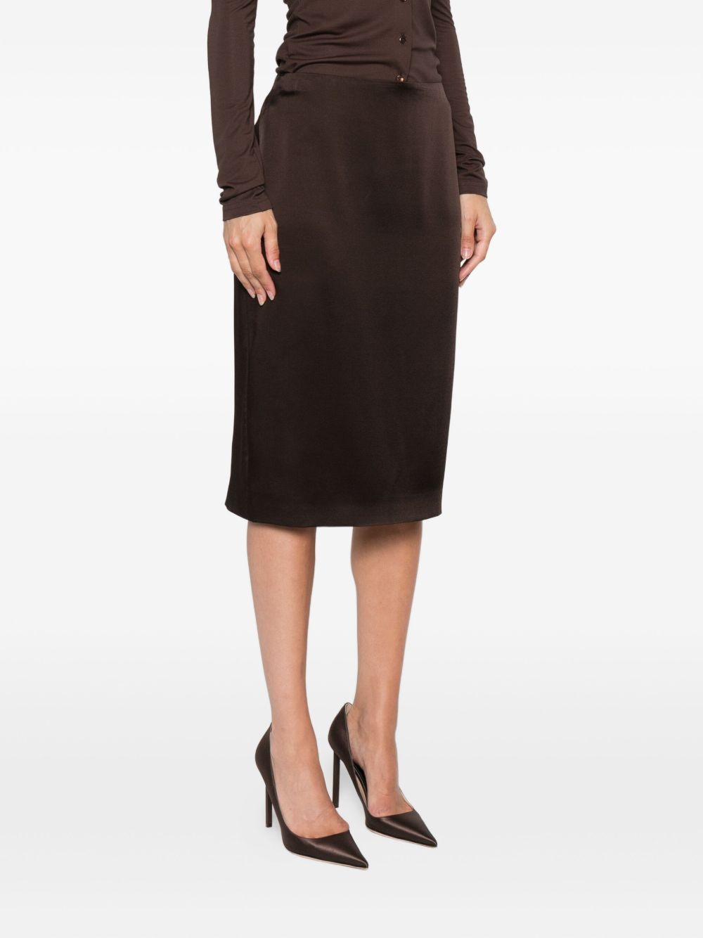 TOM FORD Satin Midi Skirt with Pencil Design