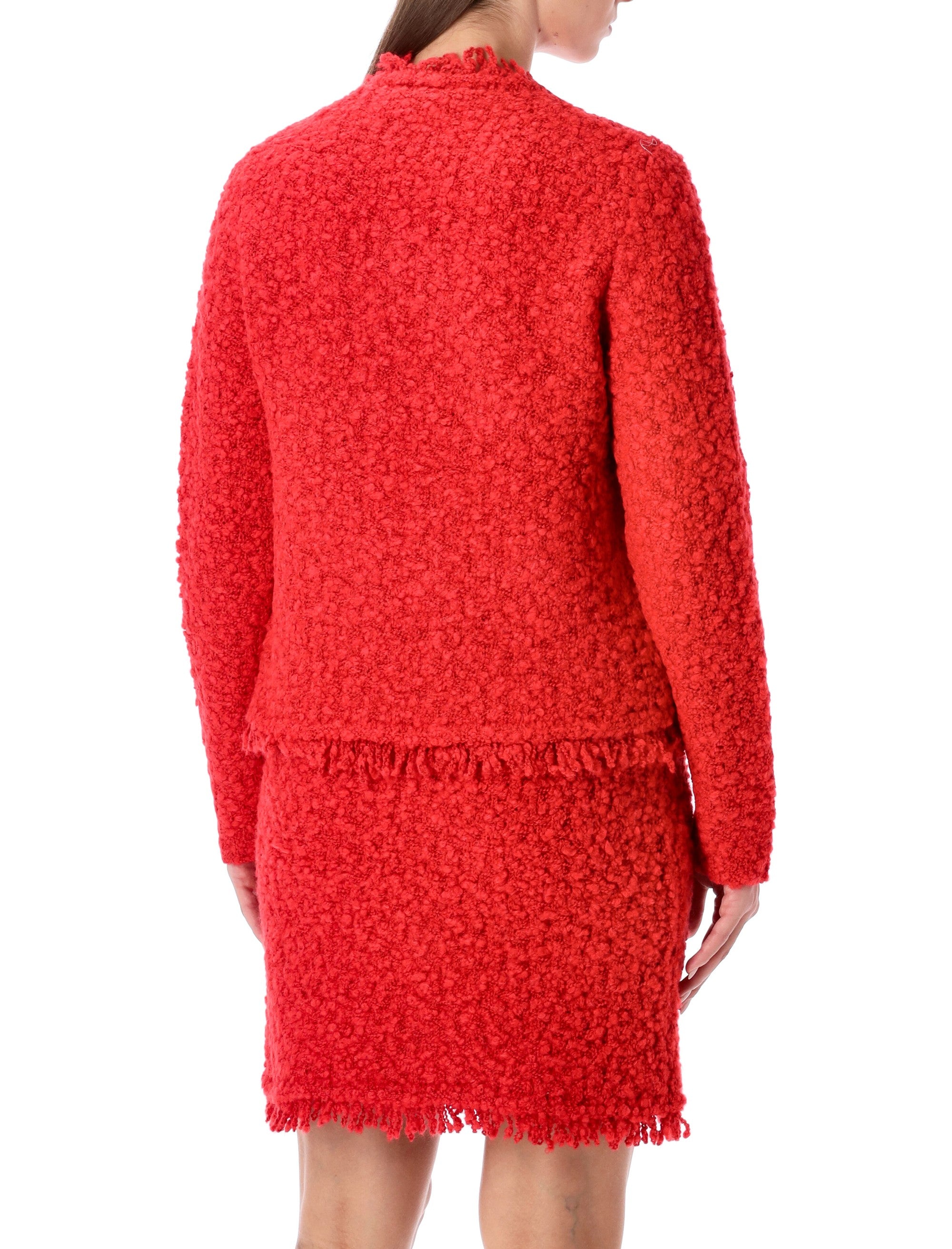 FABIANA FILIPPI Red Tweed-Effect Knit Jacket - Size 40