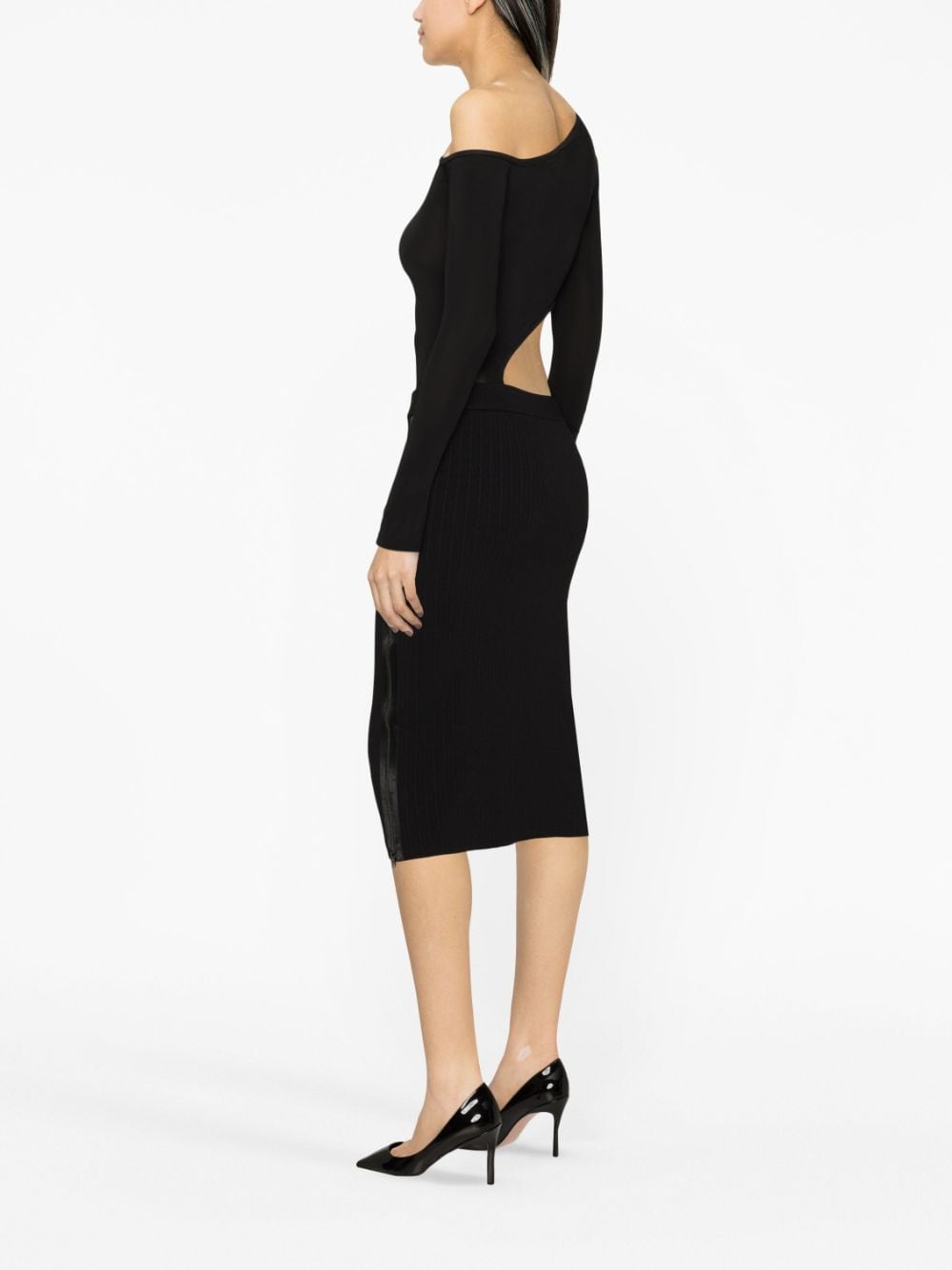 TOM FORD Zipped Ribbed Silk Pencil Skirt