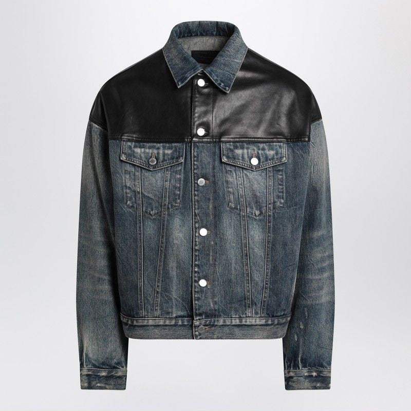 PRADA Denim and Leather Jacket for Men