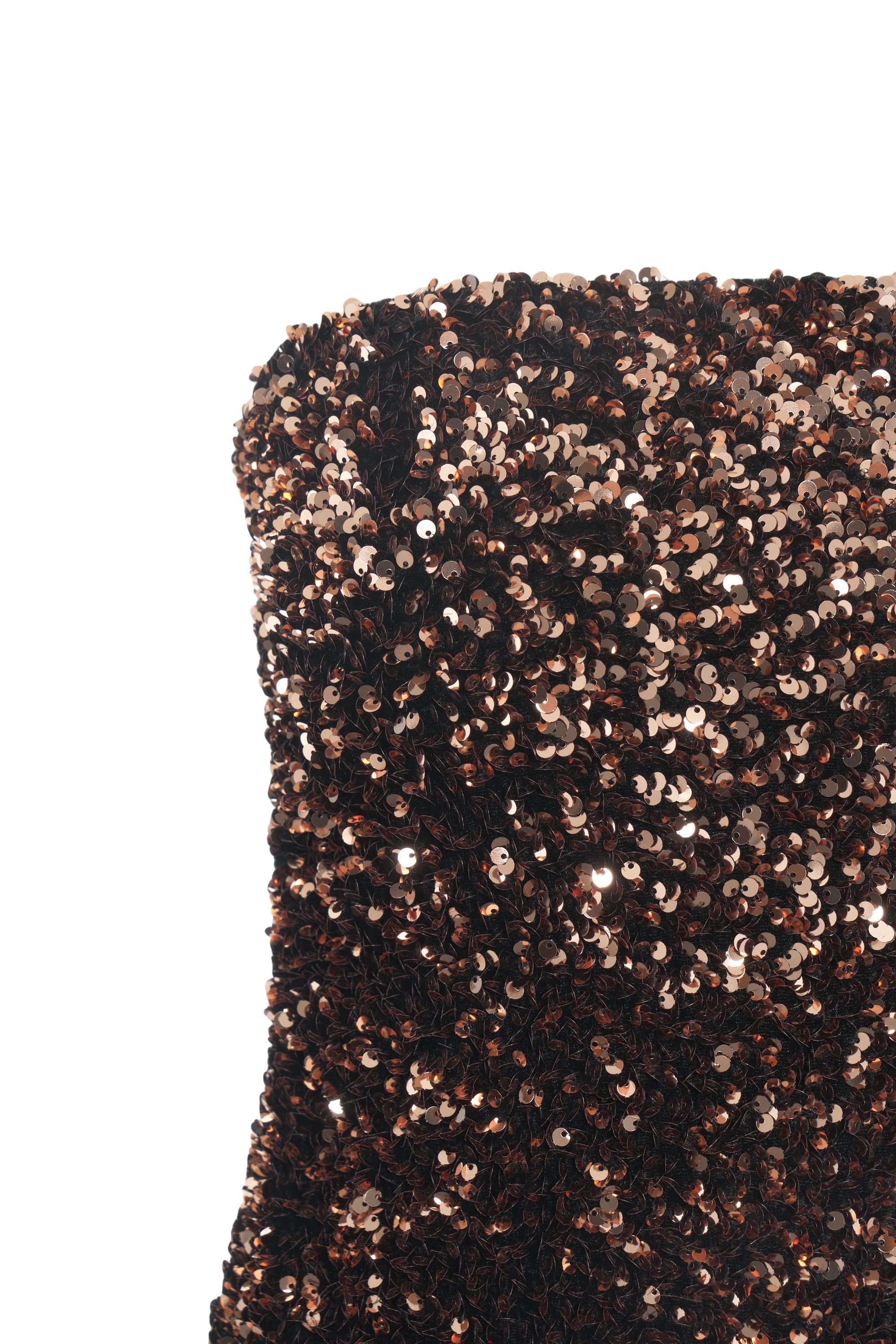 GENDER Glamorous Strapless Midi Dress with Sequined Accents