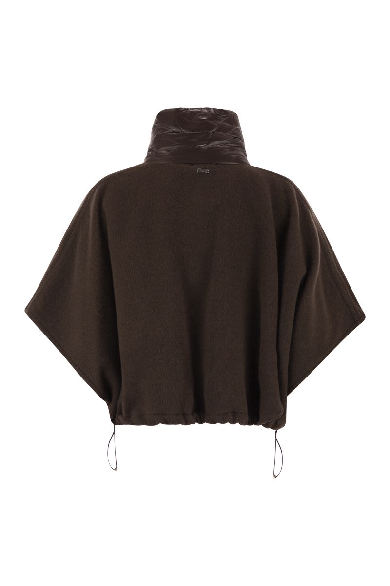 HERNO Mini Resort Poncho in Wool and Cashmere with Ultralight Details