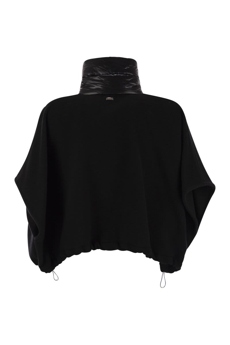 HERNO Wool and Cashmere Resort Poncho with Ultralight Nylon Details