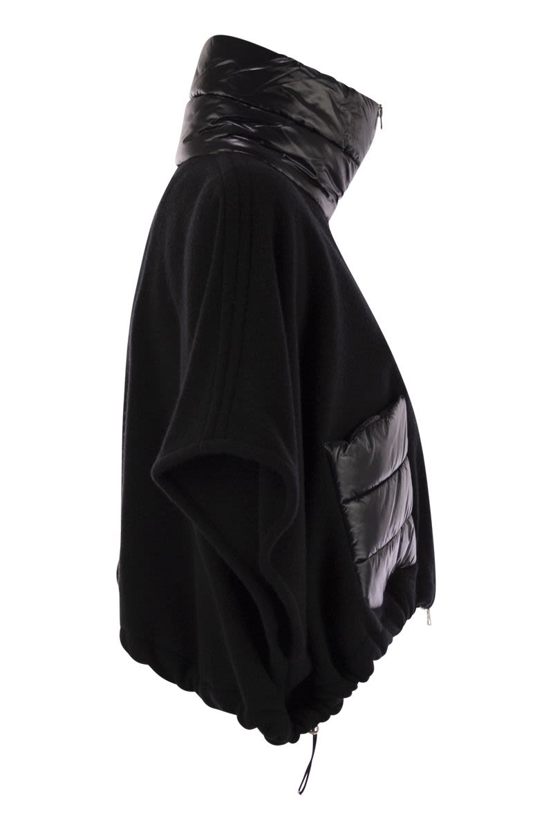 HERNO Wool and Cashmere Resort Poncho with Ultralight Nylon Details