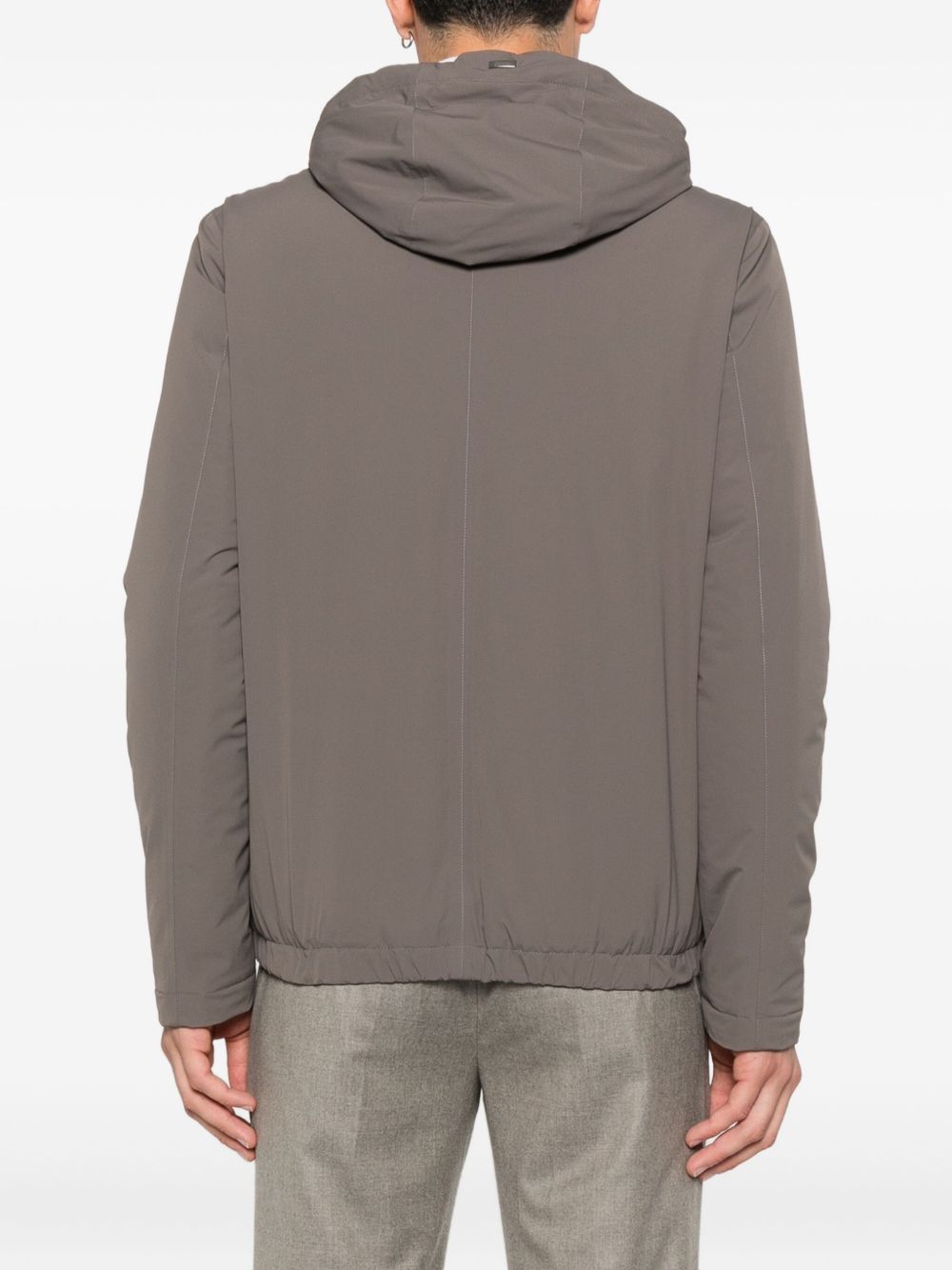 HERNO Men's Hooded Jacket with Zip Fastening and Elasticated Hem