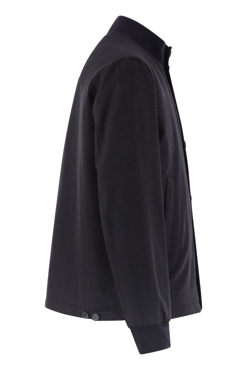 HERNO Silk and Cashmere Bomber Jacket - Regular Fit