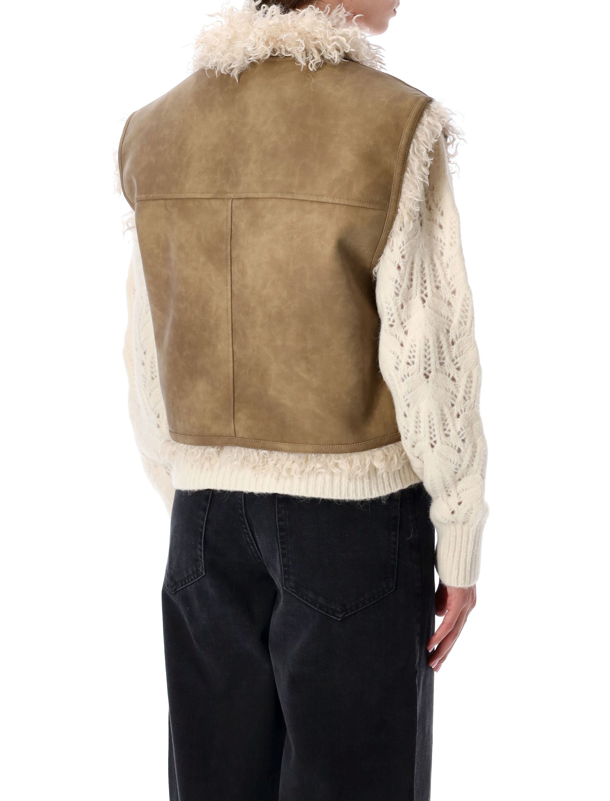 ISABEL MARANT ETOILE Suede Shearling Vest - Size 38