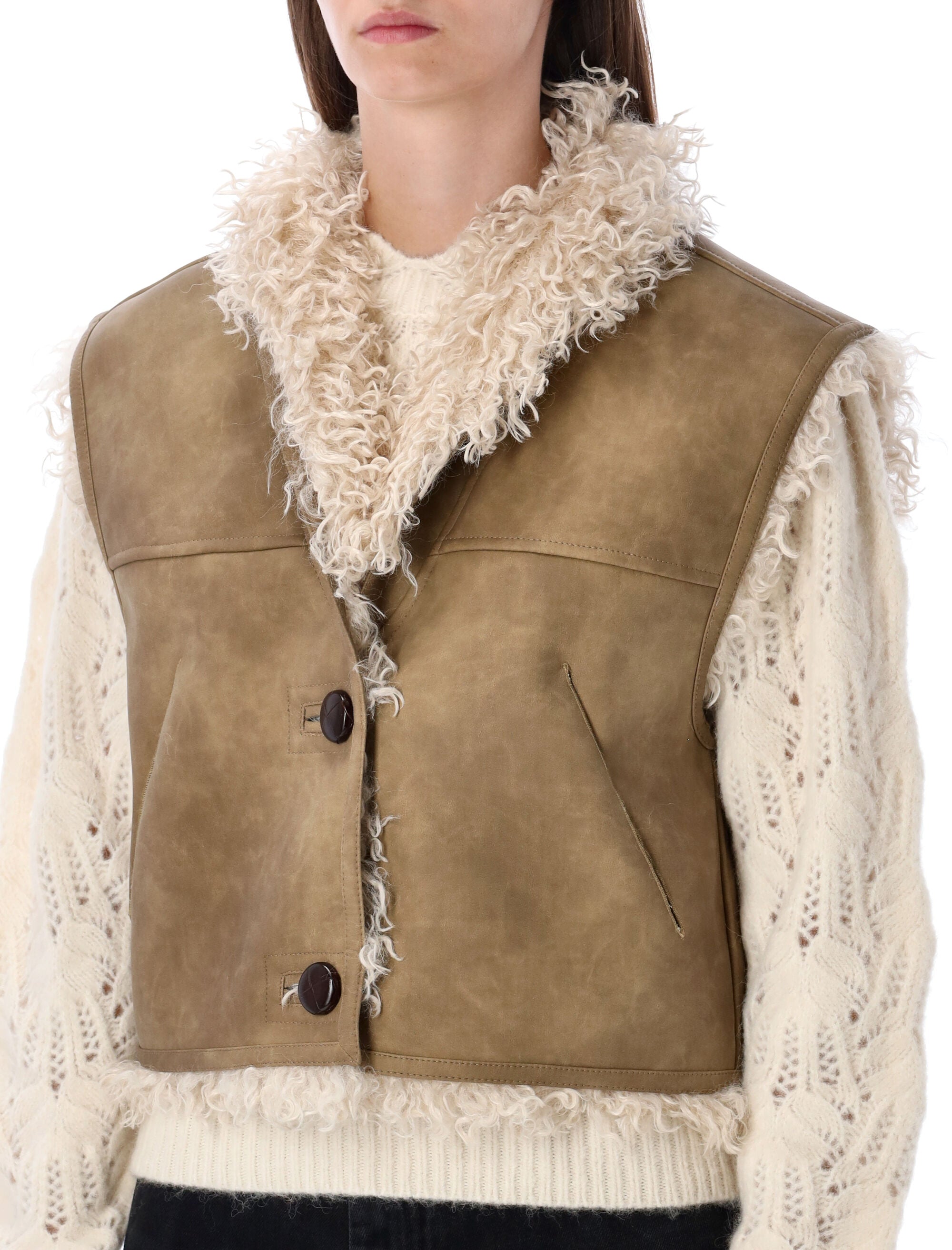 ISABEL MARANT ETOILE Suede Shearling Vest - Size 38