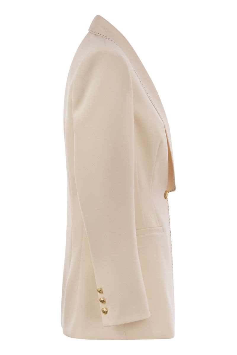 ELISABETTA FRANCHI Lightweight Slouchy Fit Crepe Jacket with Contrast Stitching