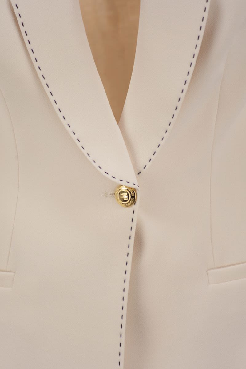 ELISABETTA FRANCHI Lightweight Slouchy Fit Crepe Jacket with Contrast Stitching