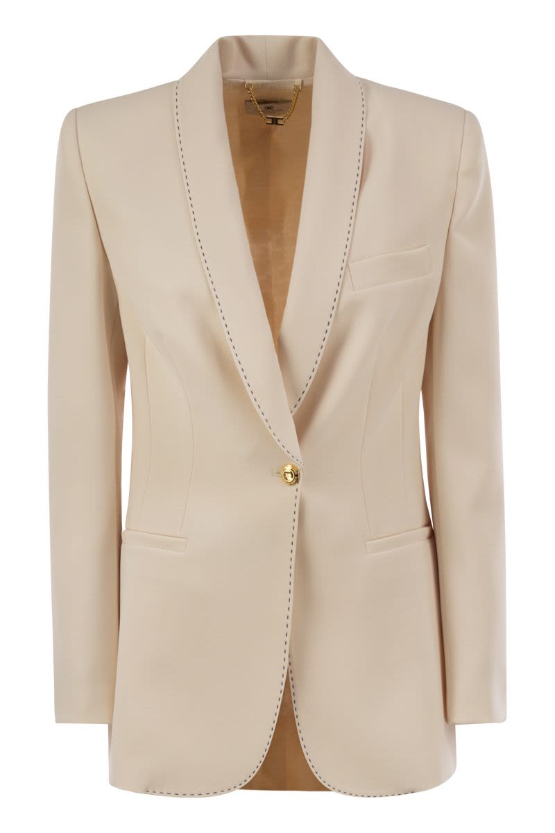 ELISABETTA FRANCHI Lightweight Slouchy Fit Crepe Jacket with Contrast Stitching