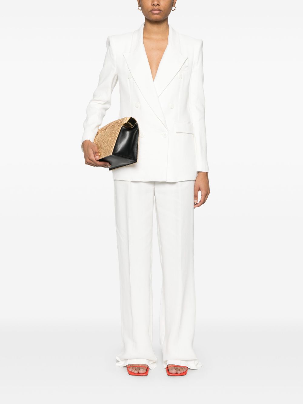 ELISABETTA FRANCHI Linen Blend Double-Breasted Jacket