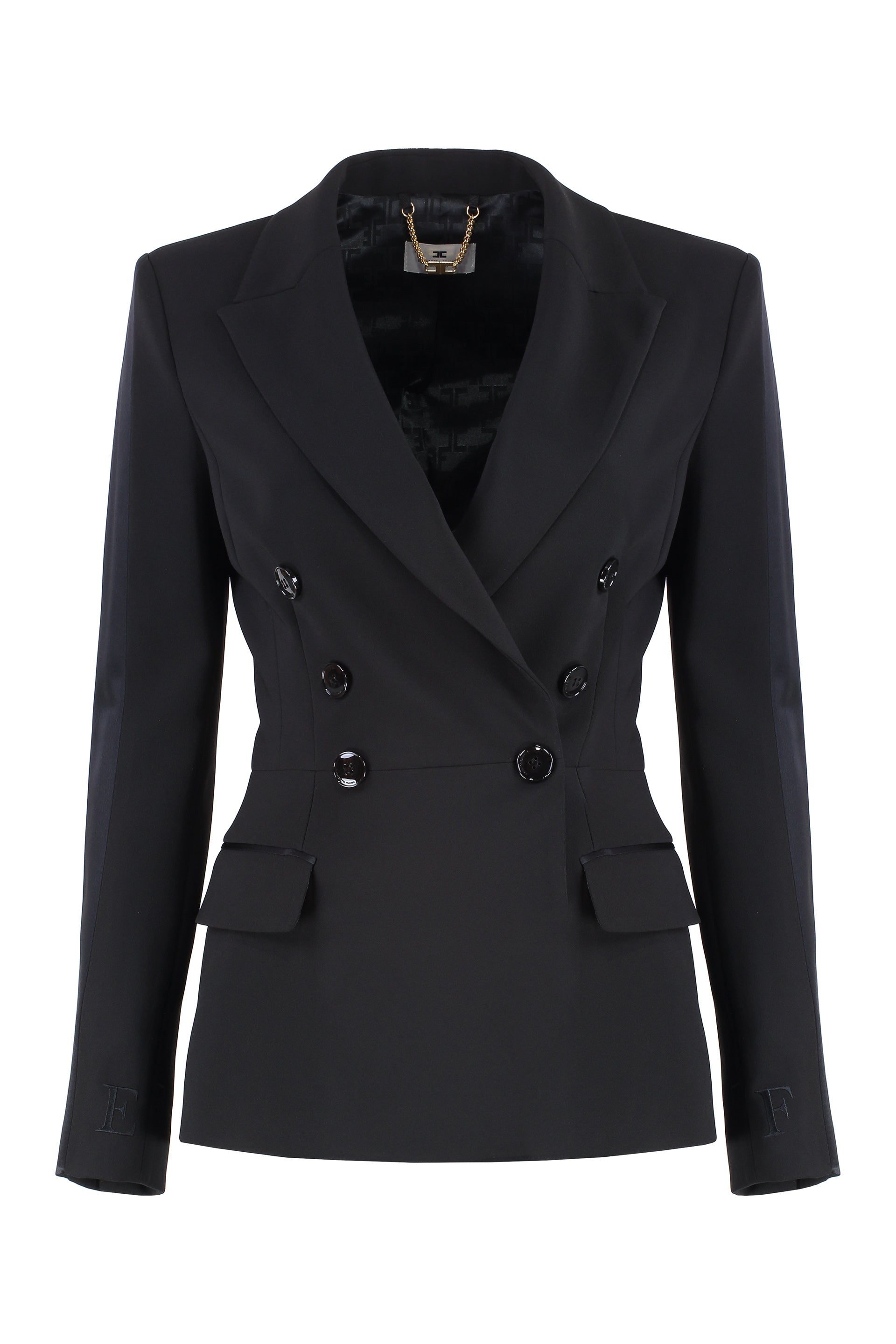 ELISABETTA FRANCHI Chic Crepe Blazer with Satin Accents