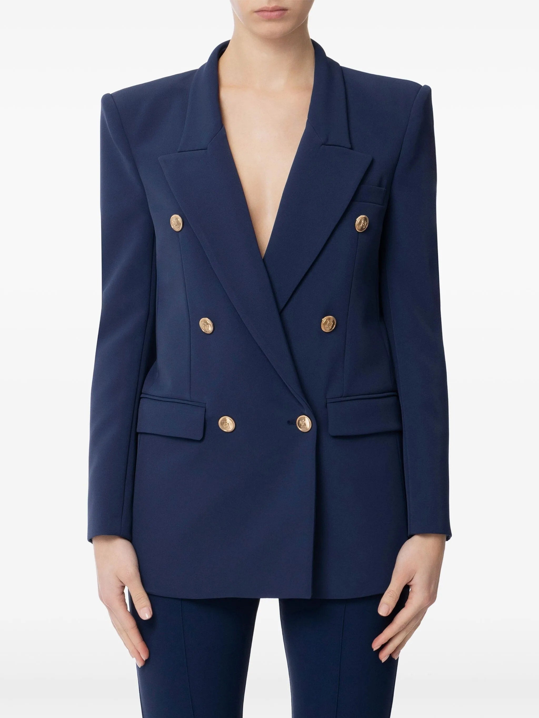ELISABETTA FRANCHI Crepe Jacket with Gold Buttons for Women