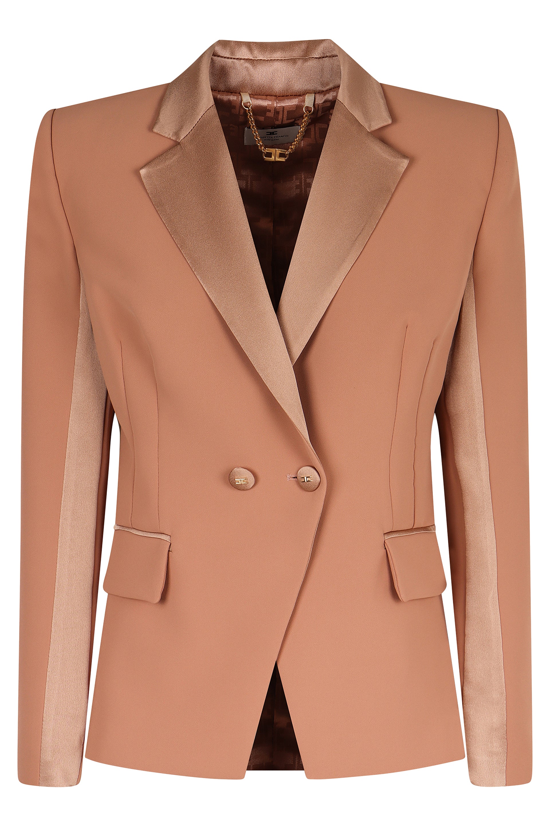 ELISABETTA FRANCHI Crepe Blazer with Satin Lapel Collar - Women's