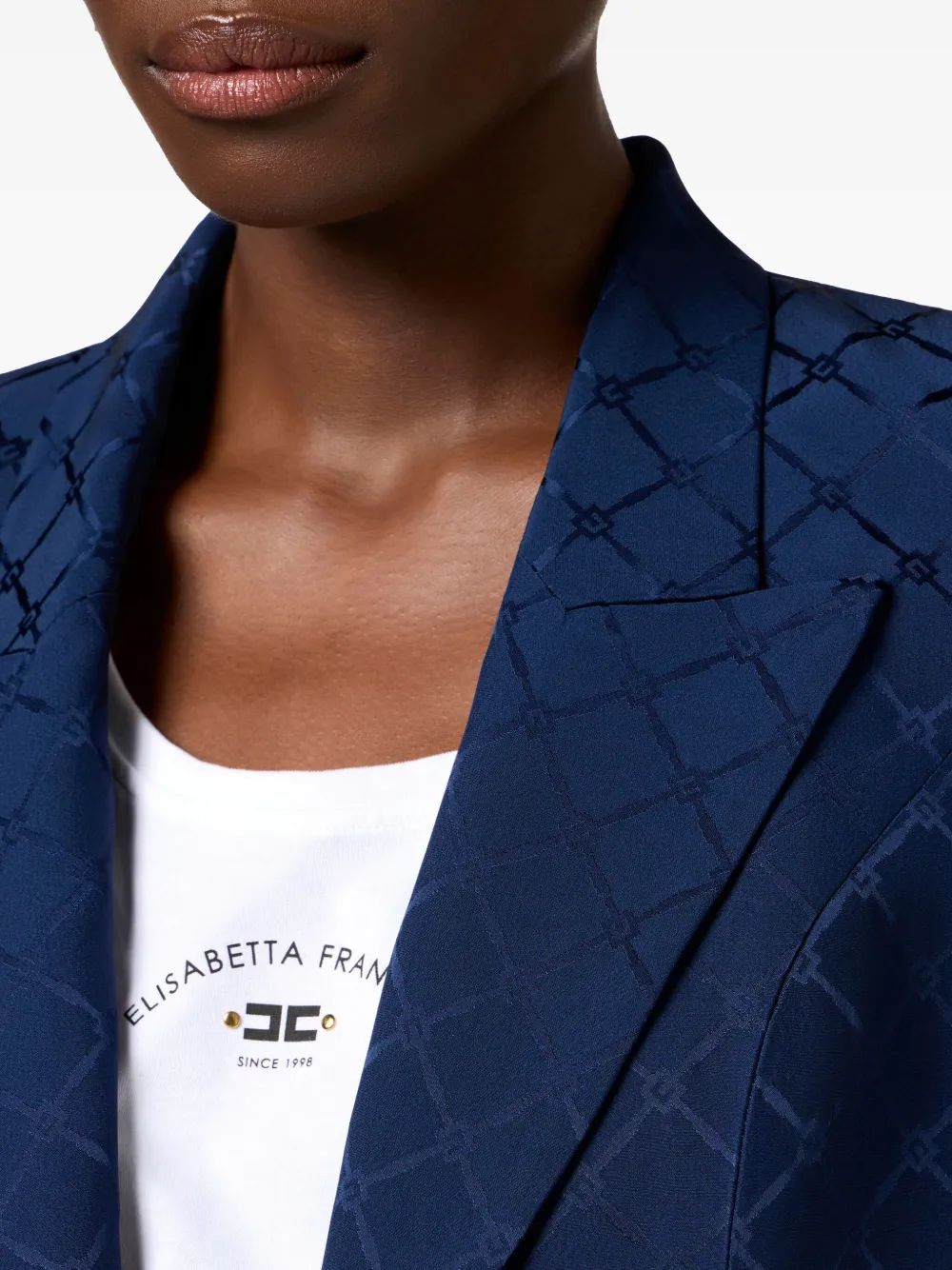 ELISABETTA FRANCHI Checkered Design Blazer with Shoulder Pads