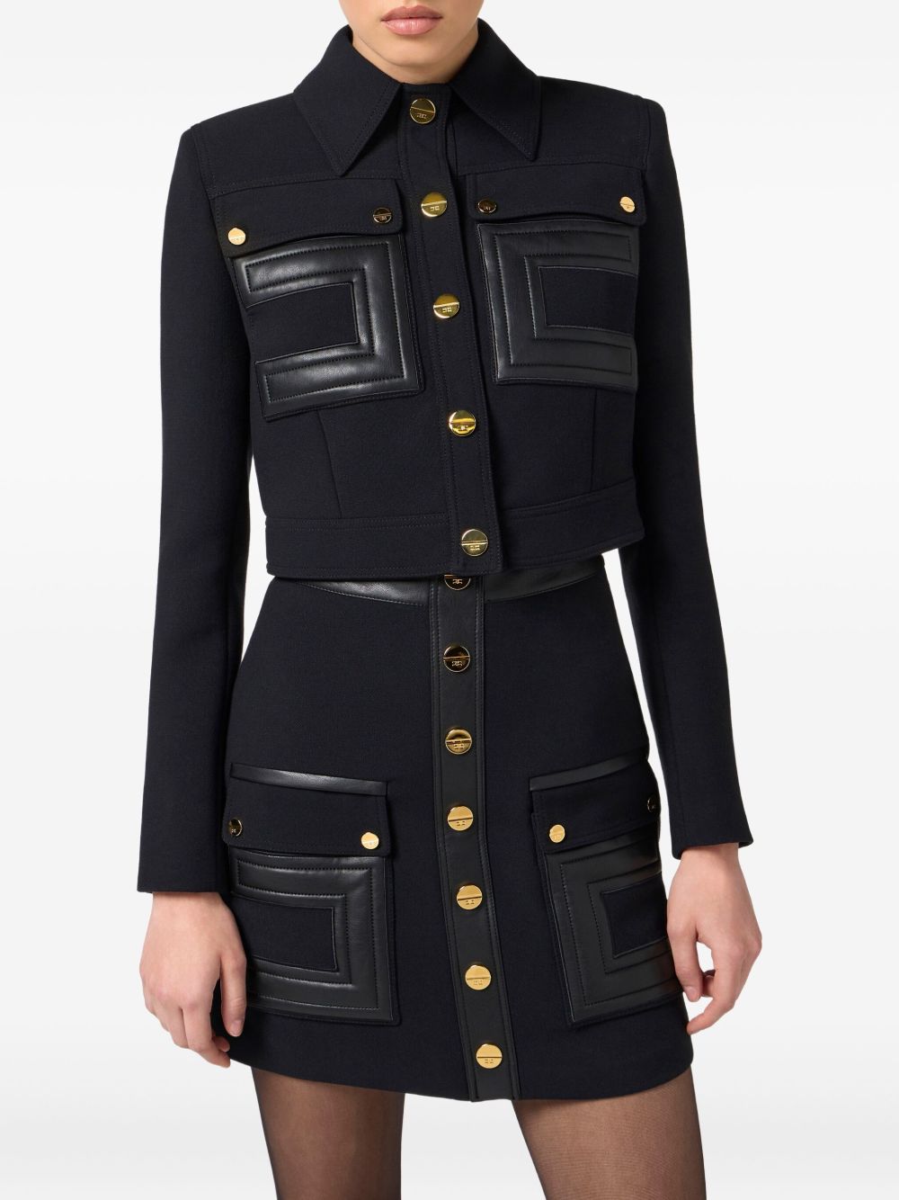 ELISABETTA FRANCHI Chic Buttoned Crepe Fabric Outerwear for Women