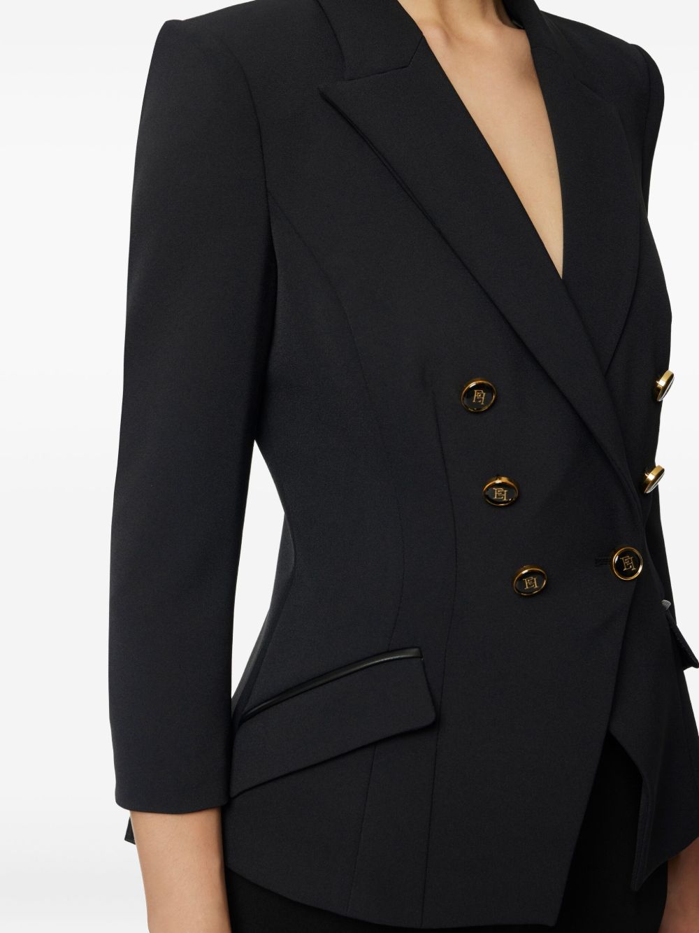 ELISABETTA FRANCHI Double Crepe Blazer with Structured Shoulders