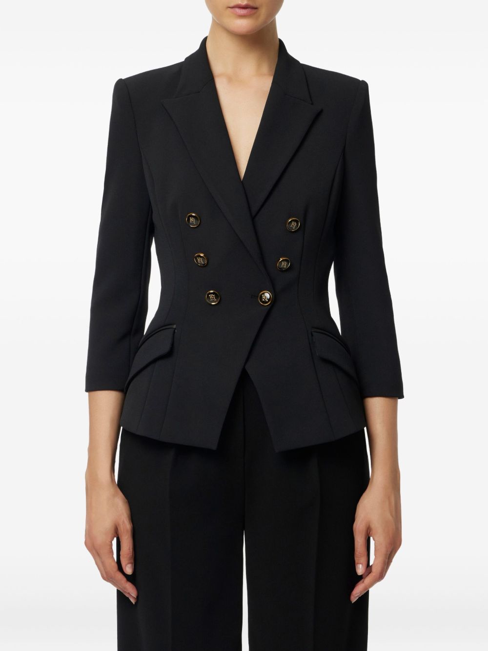 ELISABETTA FRANCHI Double Crepe Blazer with Structured Shoulders