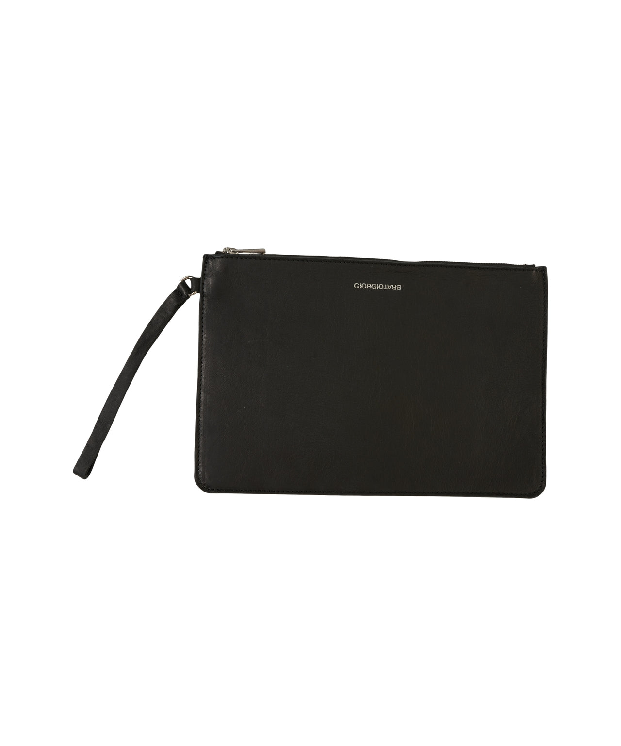GIORGIO BRATO Mini Leather Pochette with Zipper Closure - 27 x 17 x 8 cm