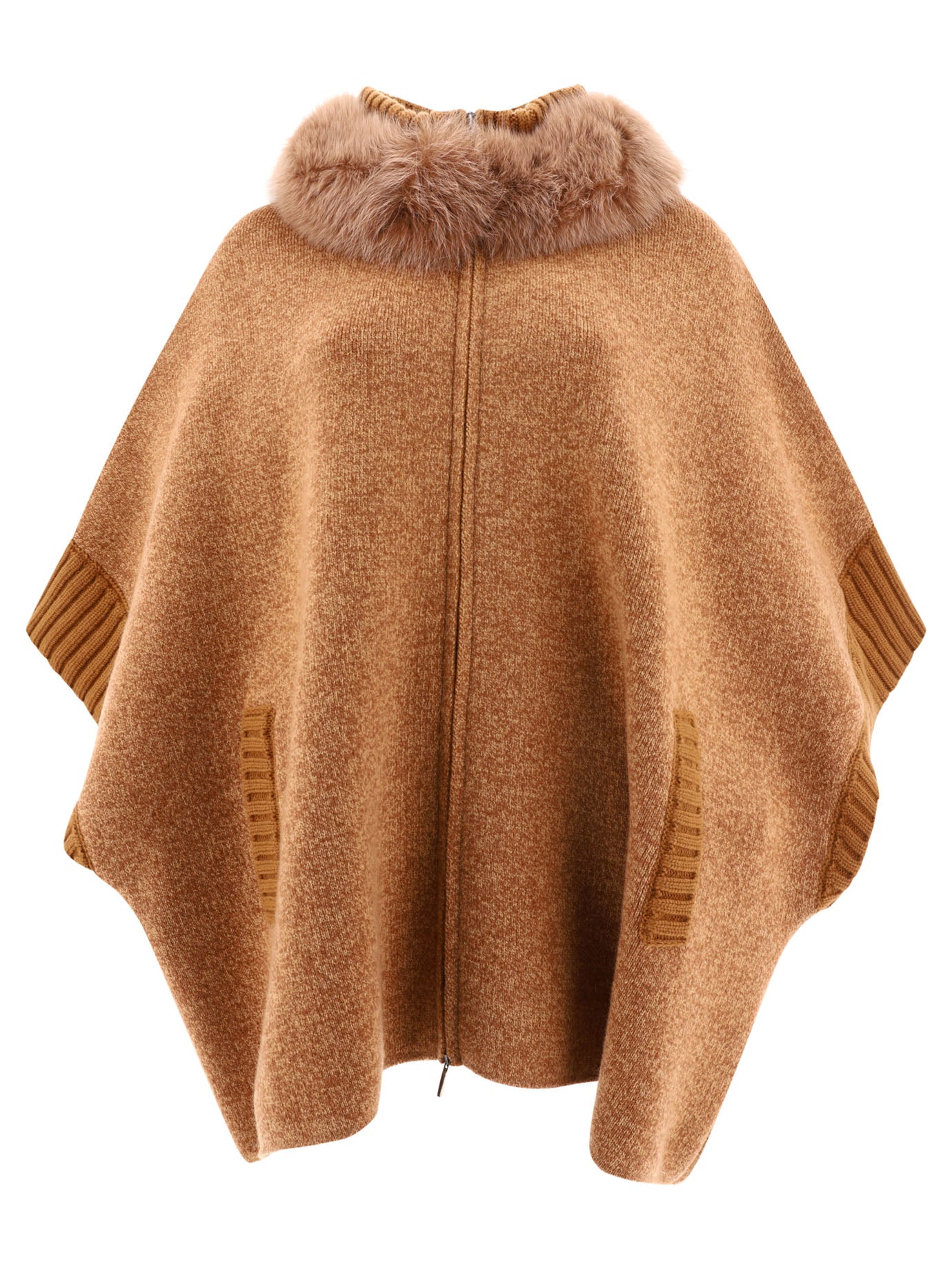 GIOVI Luxurious Cape with Fur Inserts