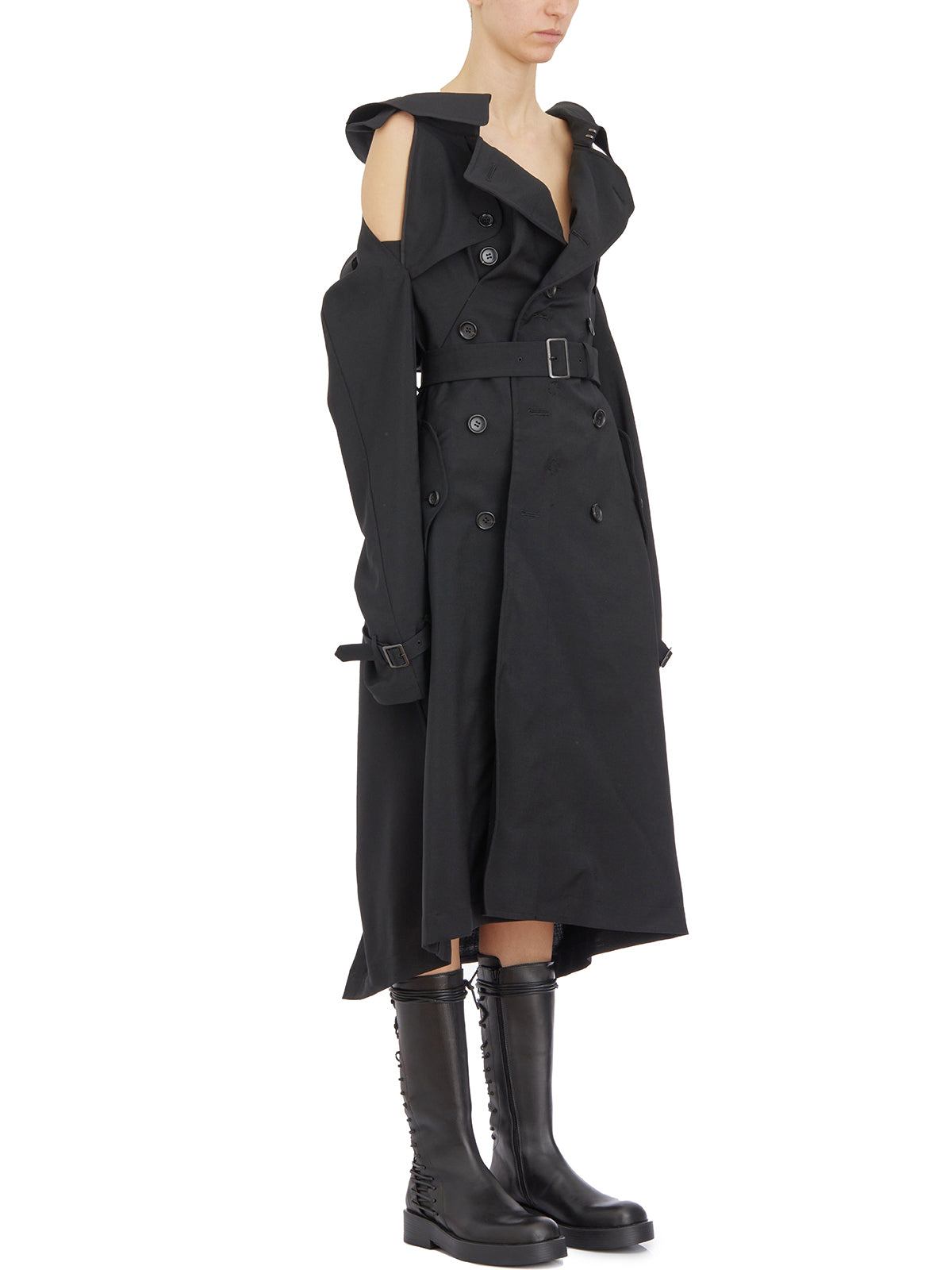 JUNYA WATANABE Women's Wool Mini Trench with Detachable Sleeves - Size S