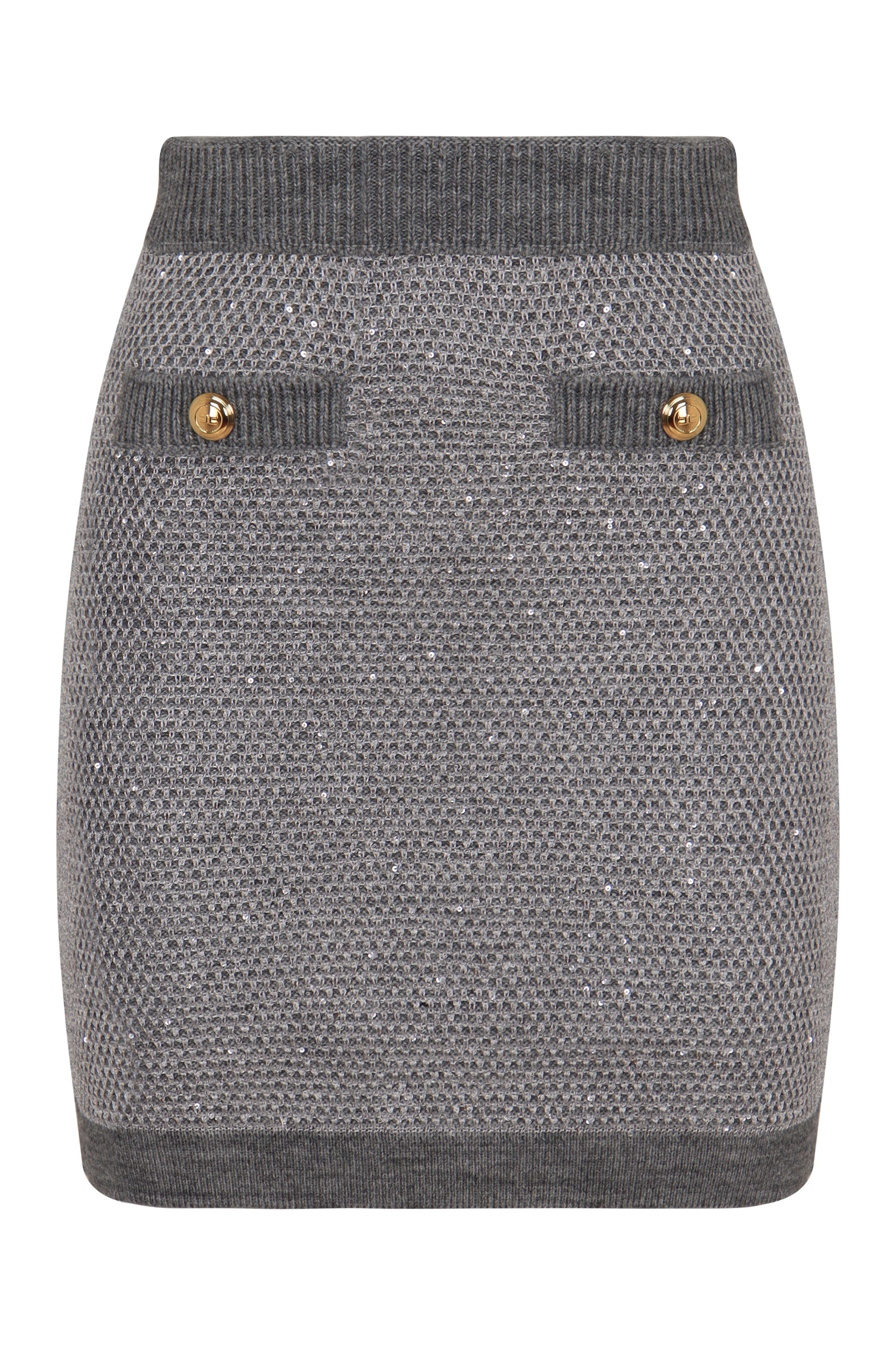 ELISABETTA FRANCHI Sweater with Sequins Mini Skirt