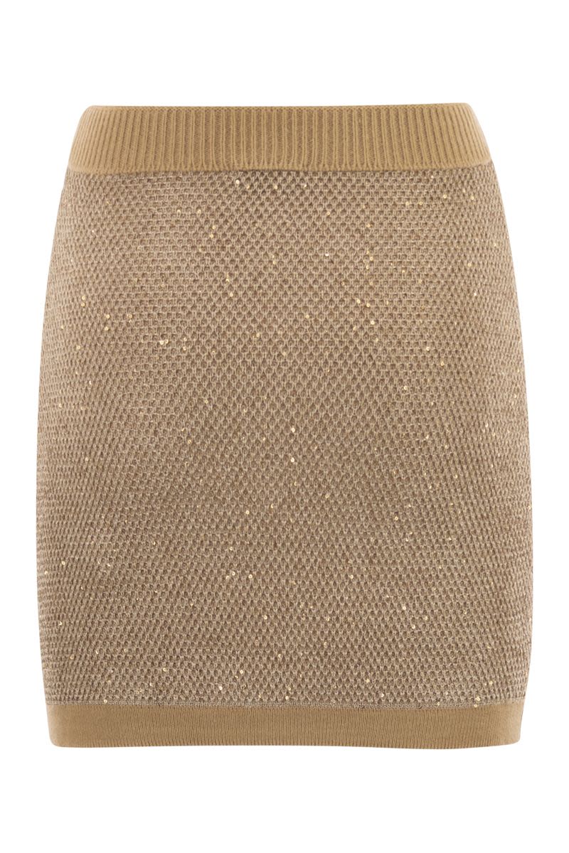 ELISABETTA FRANCHI Mini Knit Sequin Skirt