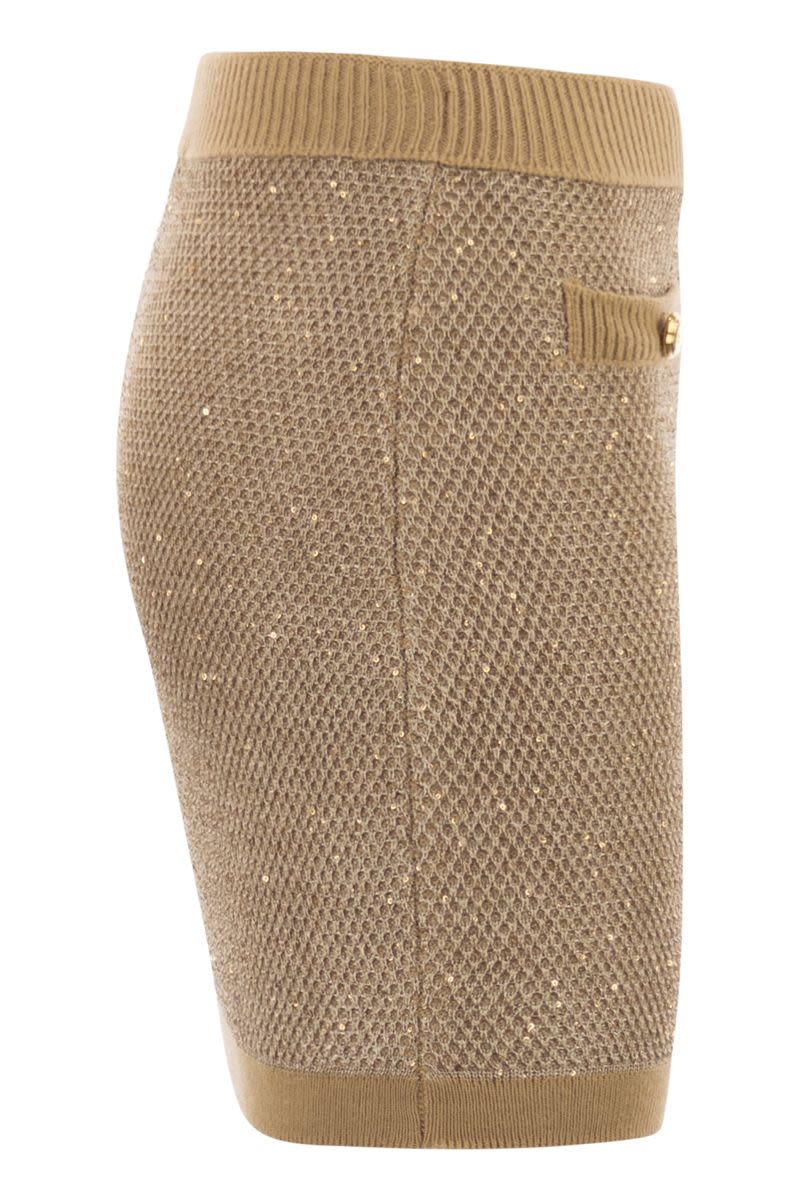 ELISABETTA FRANCHI Mini Knit Sequin Skirt