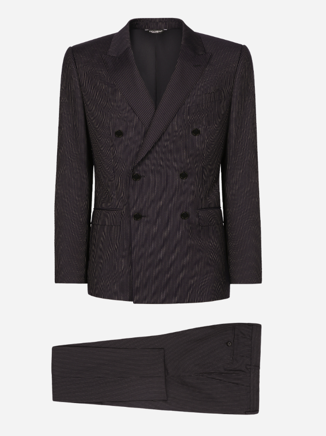 DOLCE & GABBANA Striped Wool Silk Mini Dress