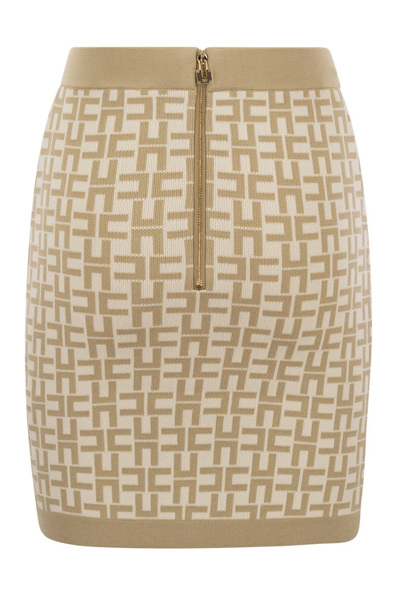 ELISABETTA FRANCHI Viscose Logo Jacquard Mini Skirt