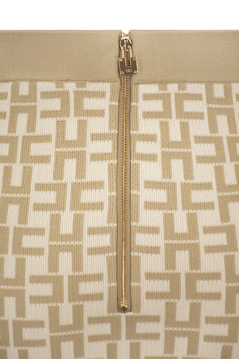 ELISABETTA FRANCHI Viscose Logo Jacquard Mini Skirt