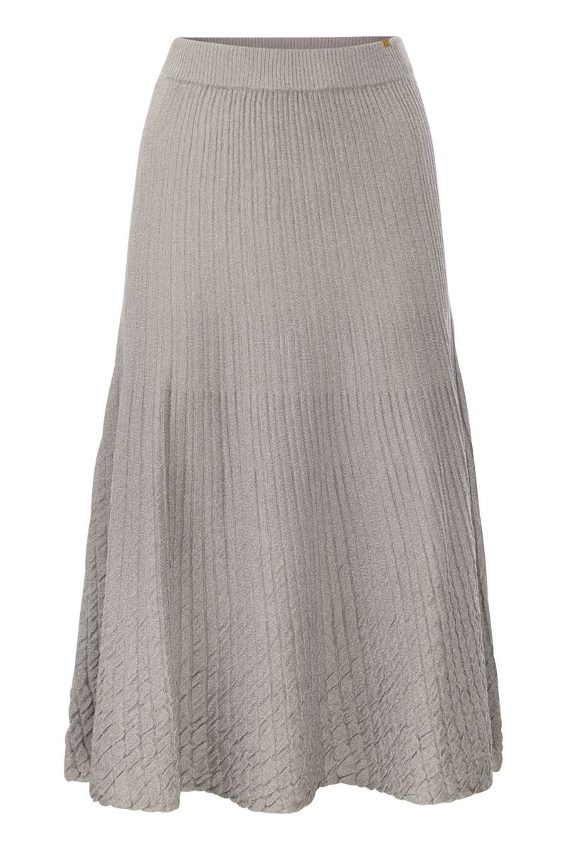 ELISABETTA FRANCHI Metallic Ribbed Midi Skirt