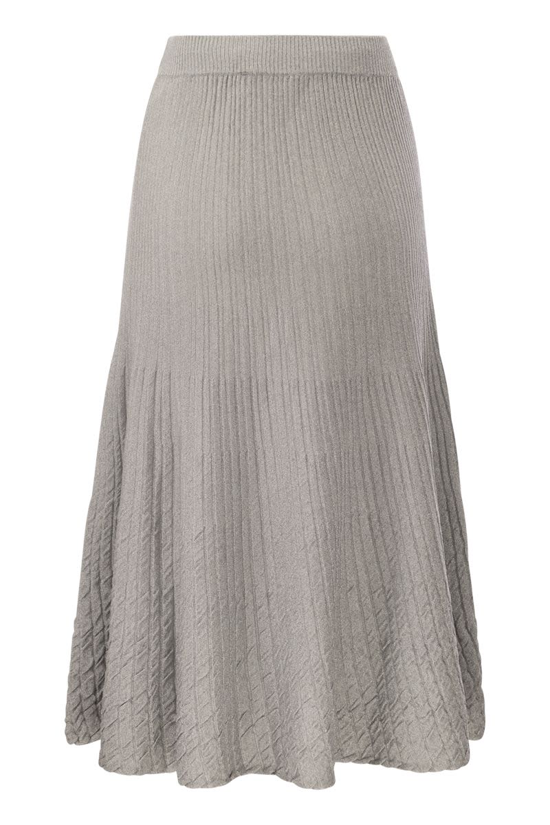 ELISABETTA FRANCHI Metallic Ribbed Midi Skirt