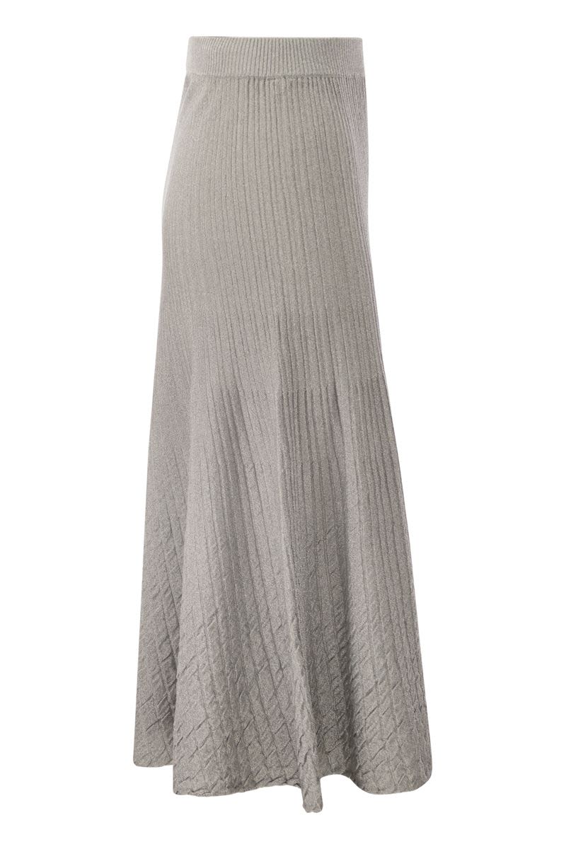 ELISABETTA FRANCHI Metallic Ribbed Midi Skirt
