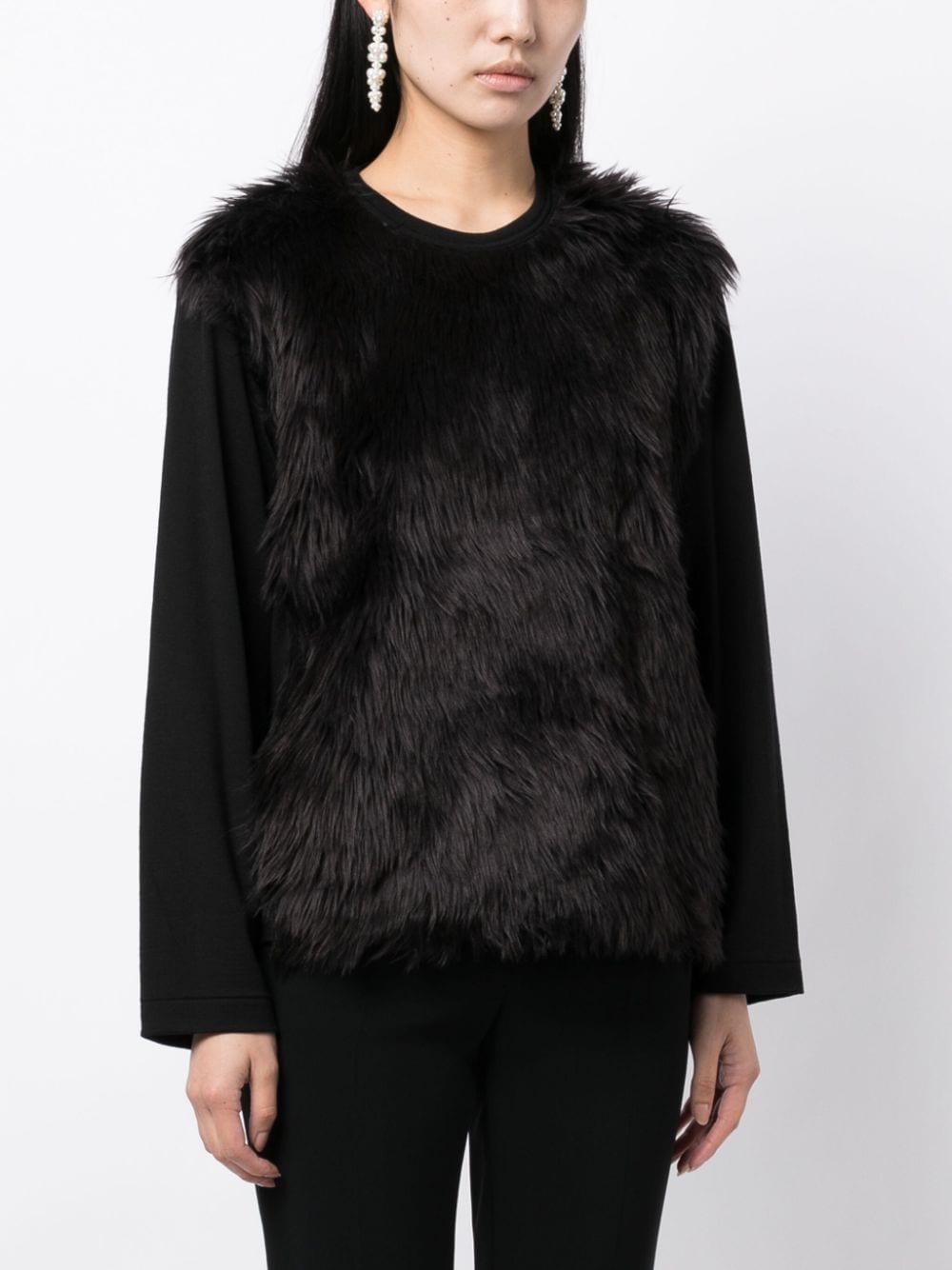 COMME DES GARÇONS Faux-Fur Detailing Long-Sleeve T-Shirt
