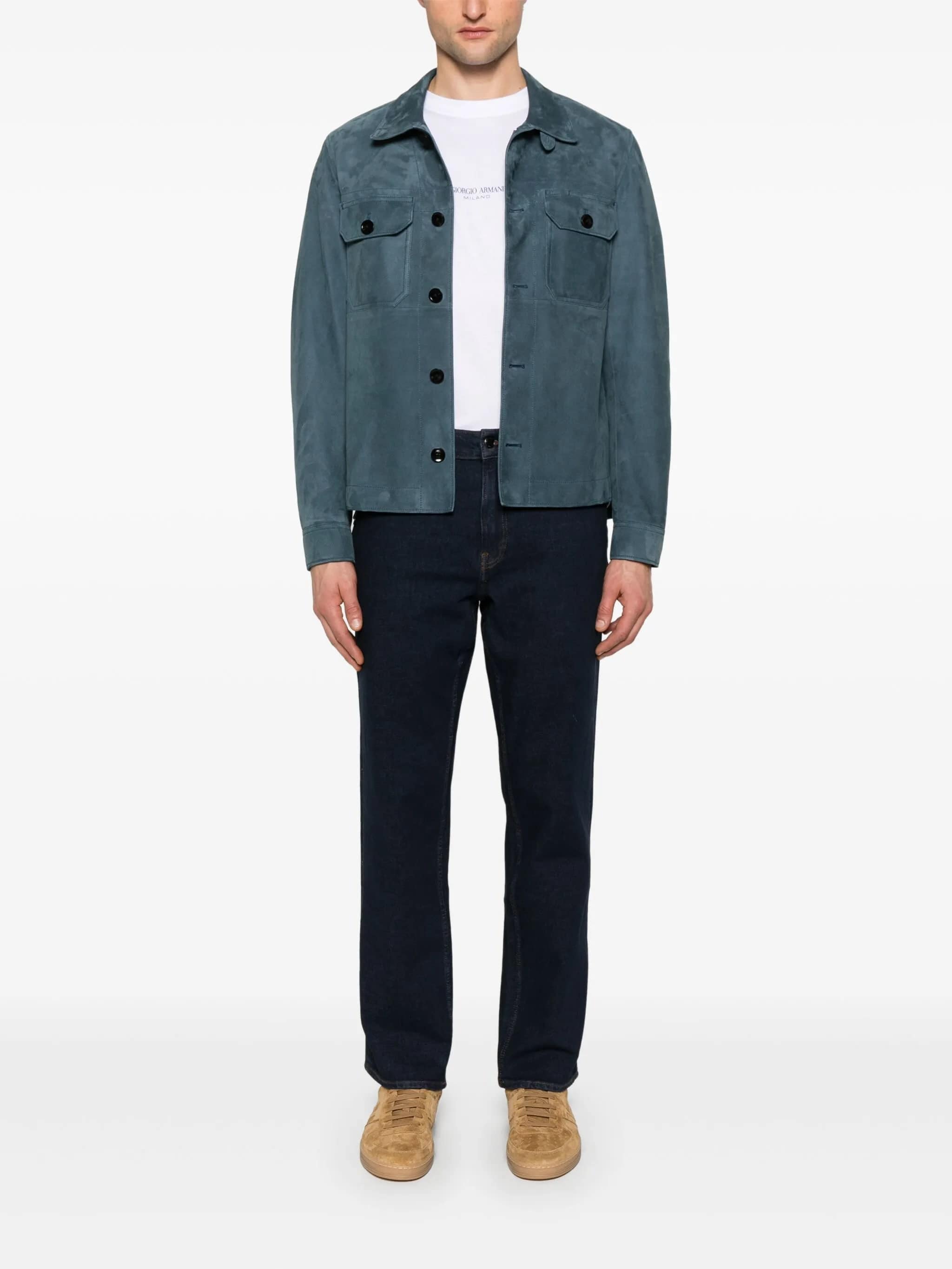 GIORGIO ARMANI Crew Neck Cotton T-Shirt for Men - FW25 Collection