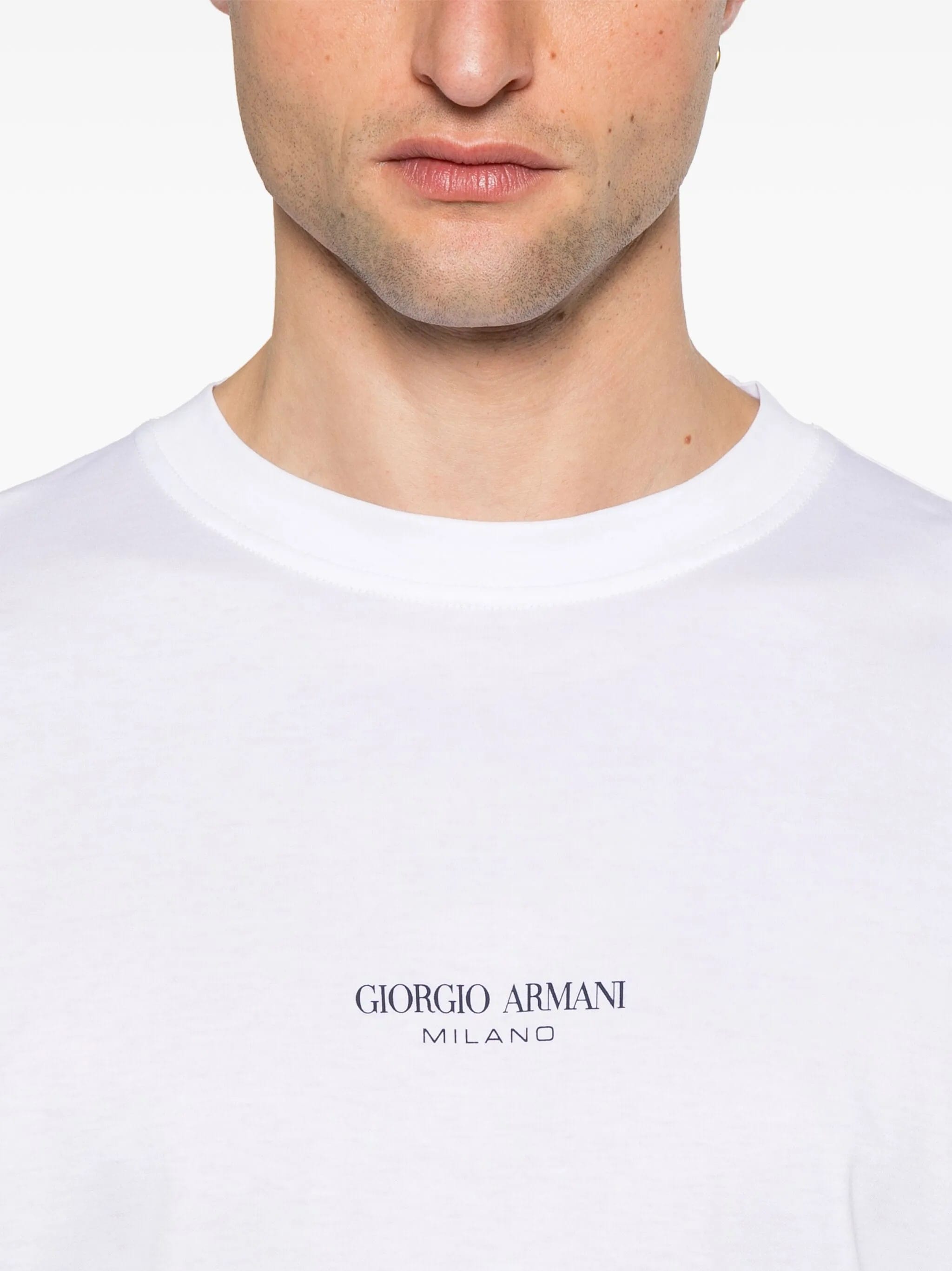 GIORGIO ARMANI Crew Neck Cotton T-Shirt for Men - FW25 Collection