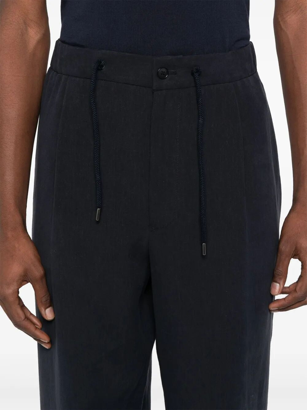 GIORGIO ARMANI Pleat-Detailing Straight Leg Linen Trousers - SS25