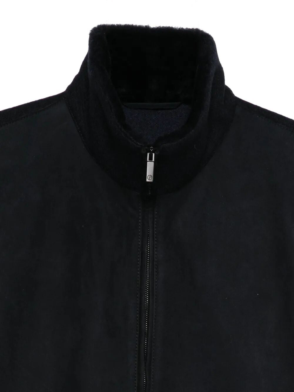 GIORGIO ARMANI High-Neck Bluson Jacket with Shearling Details